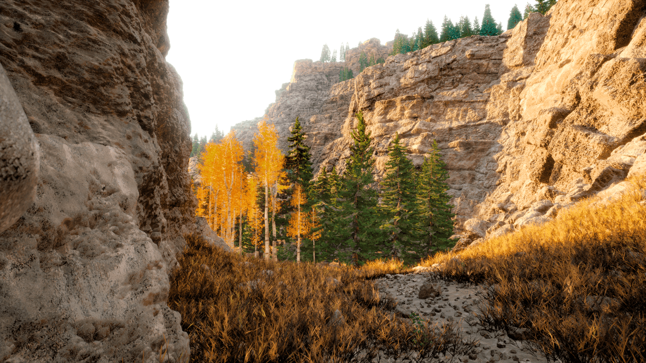 Hiking paths in a mountain valley